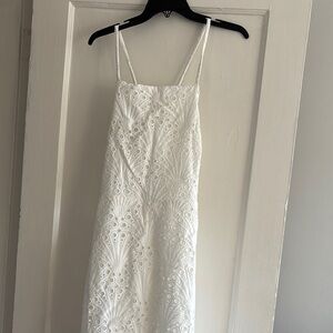 Andie White Halter Sheath Midi Dress